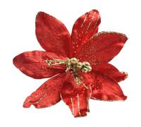 Hermosa flor de Pascua de Navidad de 33 cm para decoración de árbol y corona (rojo)