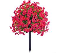 Hermosa flor de simulación violeta con estacas para uso en jardín, eleva los esfuerzos de decoración del hogar (rojo rosa)
