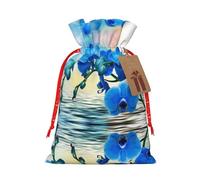 Hermosa flor Navidad cordón lino regalo bolsa bolsa bolsa de almacenamiento adecuado para Navidad cumpleaños regalo embalaje