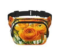 Hermosa Flor,Riñonera Cuadrada de Doble Capa, Bolso de Viaje, Bolso Informal para el Pecho.