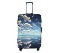 Hermosa funda de equipaje de viaje con rosas amarillas para equipaje de 18 a 32 pulgadas, lavable, resistente a los arañazos, Nubes blancas sobre el mar, S