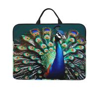 Hermosa funda para laptop con estampado de pavo real para escuela, oficina, viajes, ligera, resistente al agua