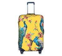 Hermosa funda para maleta de pavo real, elástica, lavable, antiarañazos, varios tamaños, Blanco, L
