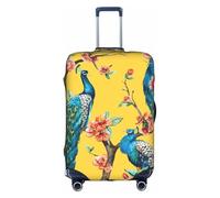 Hermosa funda protectora para maleta con estampado de pavo real, tela de alta elasticidad, funda para maleta de carrito, Blanco, XL