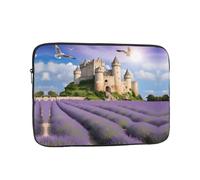 Hermosa funda protectora portátil con estampado de lavanda adecuada para viajes de negocios y documentos de 10 pulgadas