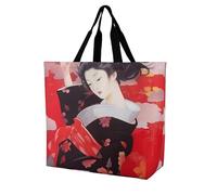 Hermosa geisha japonesa novedosa bolsa de hombro para mujer, bolsas de compras, reutilizables, ligeras, bolsas de almacenamiento de viaje