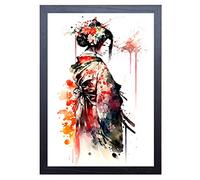 Hermosa impresión artística vívida de una pintura japonesa de geisha (imagen 2). Tamaño de la impresión: 29,7 cm x 21 cm