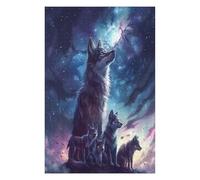 Hermosa Loba acompañada Puzzle 1000 Piezas Aliviar Estrés 3D Rompecabezas Familiar para Hombres Y Mujeres Obra De Arte Decorativo Hogar 1000 PCS