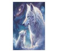Hermosa Loba acompañada Puzzle 1000 Piezas Educativo Familiar Interactivo Rompecabezas 3D para Toda La Familia Aliviar Estrés Decoración Hogar Portátil 1000 PCS