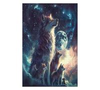 Hermosa Loba acompañada Puzzle 1000 Piezas Estera Portátil Antideslizante Rompecabezas Familiar para Hombres Y Mujeres Aliviar Estrés Decoración Hogar 1000 PCS