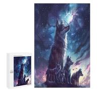 Hermosa Loba acompañada Puzzle 1000 Piezas Redondo CircularRompecabezas 3D para Hombres Y Mujeres A 14 Años Decoración Hogar DIY Creativo Aliviar Estrés 1000 PCS