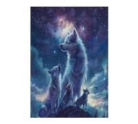 Hermosa Loba acompañada Puzzles 300 Piezas Estera Portátil 3D Antideslizante Rompecabezas Familiar para Adultos Aliviar Estrés Decoración Hogar Moderno Creativo 300 PCS