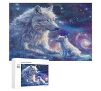 Hermosa Loba acompañada Puzzles 300 Piezas Impossible DesafíoRompecabezas Circular para Adultos Y Niñas A 14 Años Decoración Hogar Estera Portátil DIY Moderno 300 PCS