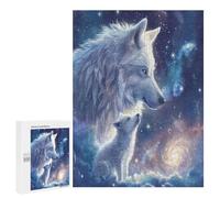 Hermosa Loba acompañada Puzzles 500 Piezas Impossible DesafíoRompecabezas Circular para Adultos Y Niñas A 14 Años Decoración Hogar Estera Portátil DIY Moderno 500 PCS