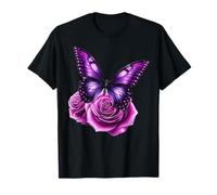 Hermosa mariposa púrpura rosa mariposa amantes regalos mujeres Camiseta