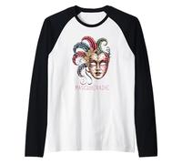 Hermosa máscara Carnevale de Venecia Italia se Encuentra con Nueva Orleans Camiseta Manga Raglan