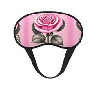 Hermosa máscara de dormir con borde negro satinado con rosas rosas para una comodidad óptima y bloqueo de la luz