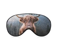 Hermosa máscara de dormir con cuernos de ganado de las tierras altas disfrutando del amanecer con correa ajustable, cómoda máscara de ojos suave, ayuda para dormir, máscaras de ojos que bloquean la