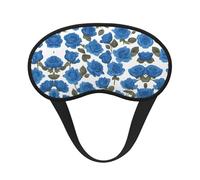 Hermosa máscara de dormir con diseño de rosas azules y bordes negros de satén para bloquear la luz y dormir reparador