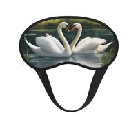 Hermosa máscara de dormir con estampado de cisnes blancos en el lago, cubierta suave, sin presión para dormir, máscaras de ojos para personas que duermen de lado