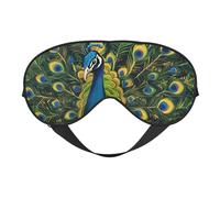 Hermosa máscara de dormir ligera con estampado de pavo real, transpirable, bloquea la luz, viajes, yoga, aventuras al aire libre