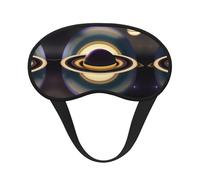 Hermosa máscara de dormir Saturn con borde negro satinado para una comodidad óptima y bloqueo de la luz