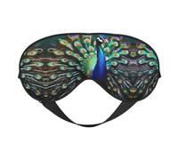Hermosa máscara de dormir unisex con estampado de pavo real, máscara de ojos de doble cara, ideal para un sueño profundo y cuidado de la piel