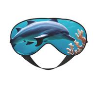 Hermosa máscara de ojos con estampado de delfines del mundo submarino, cómoda, transpirable, ajustable, para hombres y mujeres, ligera, para viajes, yoga, trabajo
