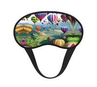 Hermosa máscara de ojos con estampado de globo aerostático con borde negro, con buen efecto de sombreado, es una opción ideal para viajes, meditación, etc