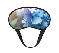 Hermosa máscara de ojos con estampado de mariposa azul para dormir en avión, máscara de dormir de poliéster para el hogar y viajes