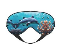 Hermosa máscara de ojos de coral con delfines del mundo submarino para máxima comodidad para dormir, ajustable, transpirable y elegante, perfecta para sensibilidad a la luz, insomnio