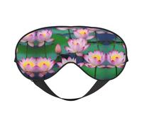 Hermosa máscara de ojos de doble cara con estampado de flor de loto, cubierta suave para viajes, máscara de dormir nocturna para hombres y mujeres