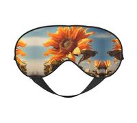 Hermosa máscara de ojos de doble cara con estampado de girasol, cubierta suave para viajes, máscara de dormir nocturna para hombres y mujeres