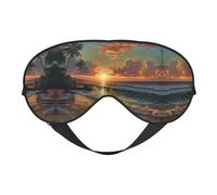 Hermosa máscara de ojos de doble cara para atardecer de playa, máscara de ojos con correa ajustable, cubierta de sombra para dormir, bloquea la luz