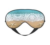 Hermosa máscara de ojos suave con estampado de estrella de mar en la playa, cubierta suave de doble cara para dormir, viajes, yoga, correa ajustable, bloquea la luz