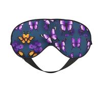 Hermosa máscara de ojos suave con estampado de mariposa morada, sueño cómodo, bloquea la luz, cobertura completa de los ojos, ideal para viajes, meditación