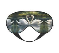 Hermosa máscara de ojos ultra suave con estampado de cisnes blancos en el lago, para una comodidad óptima y un sueño reparador