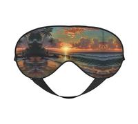 Hermosa máscara de ojos ultra suave con estampado de puesta de sol de playa, para una comodidad óptima y un sueño reparador