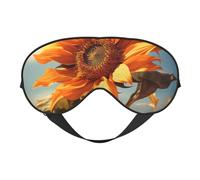 Hermosa máscara para dormir de girasol, 100 % seda de morera natural, cubreojos ultrasuaves para dormir, viajar, siesta
