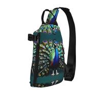 Hermosa Mochila Cruzada con Estampado de Pavo Real, Mochila Informal para Viajes, Senderismo, Gimnasio