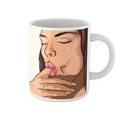 Hermosa Mujer Con Un Gran Sexo Rojo Se Chupa El Dedo Y Se Hace Una Piruleta Oral Tazas Té Novedad Tazón Graciosa Tazón De Café Regalos Novedosos Para Novios Familiares Oficina 330Ml