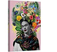 Hermosa Mujer Lienzo Impresión y Póster Frida Kahlo Con La Flor En La Cabeza Lienzo Obra De Arte Decoración De Pared Cuadro Para Sala De Estar Dormitorio, Sin Marco,70x90cm