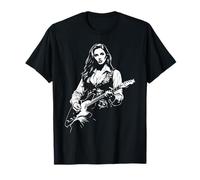 Hermosa Mujer Tocando Guitarra Diseño Camiseta