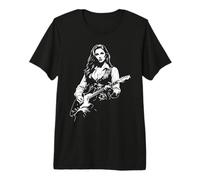 Hermosa Mujer Tocando Guitarra Diseño Camiseta Premium