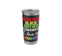 Hermosa Negro Madre Fuerte Melanina Gay Niño Mamá Hija Vaso térmico de acero inoxidable de doble pared