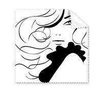 Hermosa niña pelo largo rizado señora silueta ilustración patrón gafas paño de limpieza de la pantalla del teléfono limpiador 5 piezas