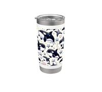 Hermosa Orcas Patrón Orca Estética Vaso térmico de acero inoxidable de doble pared