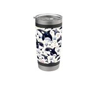 Hermosa Orcas Patrón Orca Estética Vaso térmico de acero inoxidable de doble pared