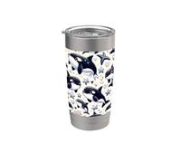 Hermosa Orcas Patrón Orca Estética Vaso térmico de acero inoxidable de doble pared