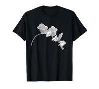 Hermosa Orquídea Flor Negro Blanco Phalaenopsis Formas Mania Camiseta gráfica económica, Hombre, Negro, L